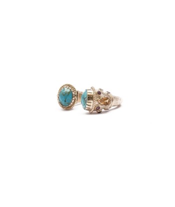 MAHARADJAH Turquoise Bague Argent plaqué Or prix pour 