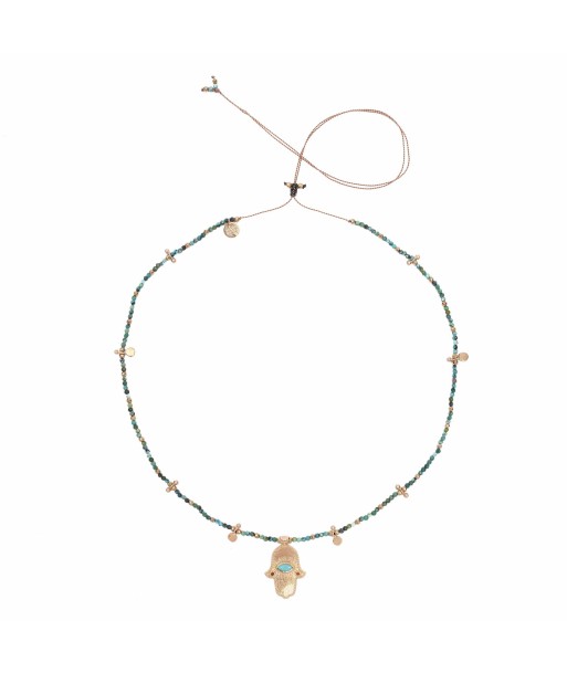 KHAMSA PERLE Collier Turquoise Argent plaqué Or des créatures d'habitude