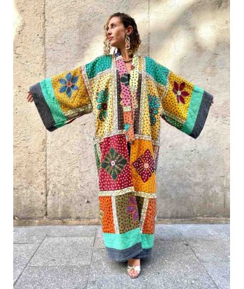 MANTEAU KIMONO FOLK Brodé multicolore- Pièce Unique store