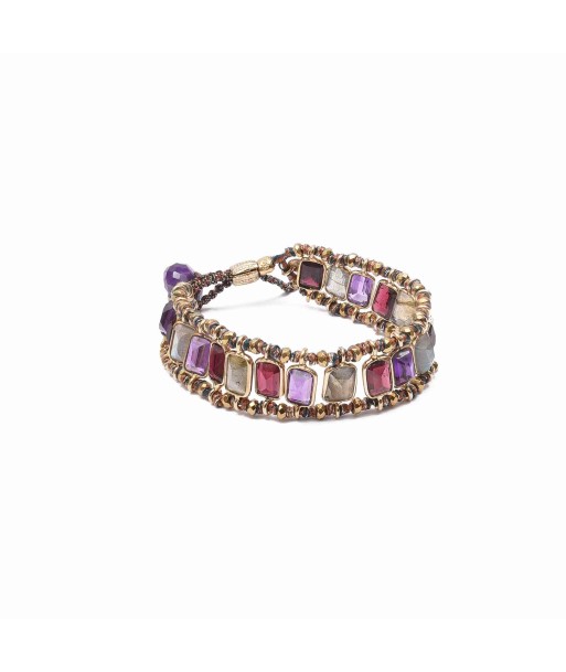 STROMBOLI Purple Bracelet Multi-pierres Argent 925 plaqué or outlet