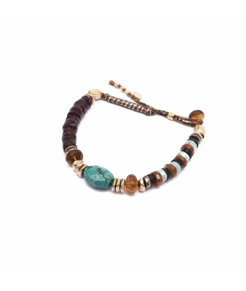 SWAHILI Bracelet perles facettées Spinelle Hessonite Turquoise Grenat rembourrage situé sous