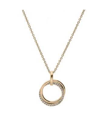 Collier plaqué or double cercle lisse et scintillant oxydes blancs sertis pour bénéficier 