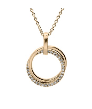 Collier plaqué or double cercle lisse et scintillant oxydes blancs sertis pour bénéficier 