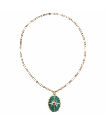 OCTAVE Collier Onyx vert - chaîne esprit vintage Fin de série