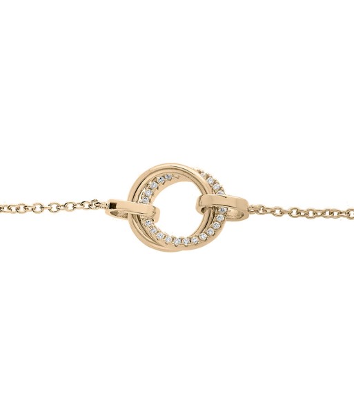 Bracelet plaqué or double cercle lisse et scintillant oxydes blancs sertis Profitez des Offres !