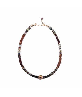 ANILA Collier Spinelle, Grenat  et perle multi pierres facettées, plaqué or 24 cts pas chere