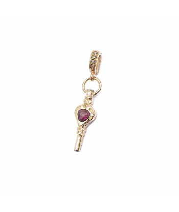 Charm Heart Key Grenat, Argent plaqué or Livraison rapide