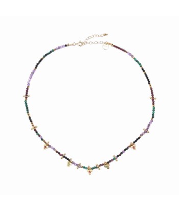 LUCKY Collier Malachite Améthyste Argent 925 plaqué Or 50-70% off 