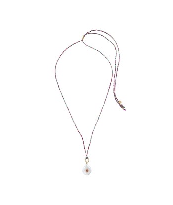 NAIADE Collier Perle baroque Tourmaline rose sur cordon de soie - Argent 925 plaqué or pour bénéficier 