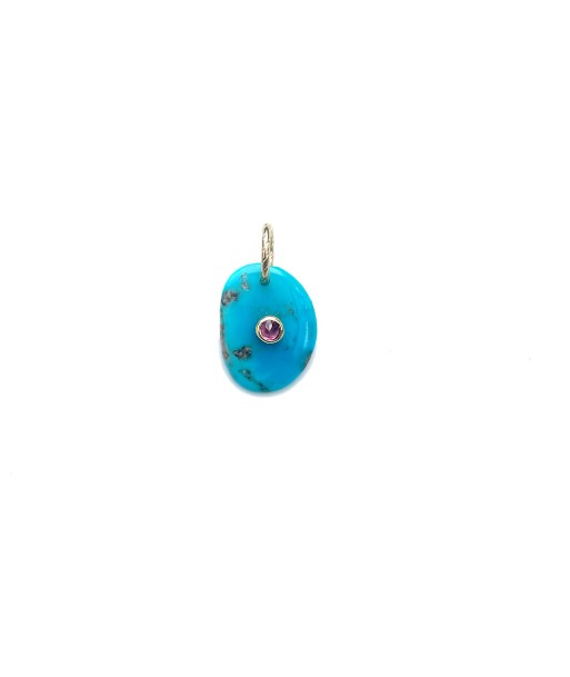 CHARM TURQUOISE Petit modèle serti Tourmaline N°1 une grave pollution 