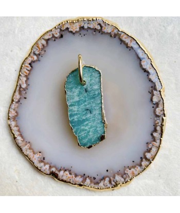 SLICE Pendentif Amazonite brute, Argent 925 plaqué or N°1 en linge