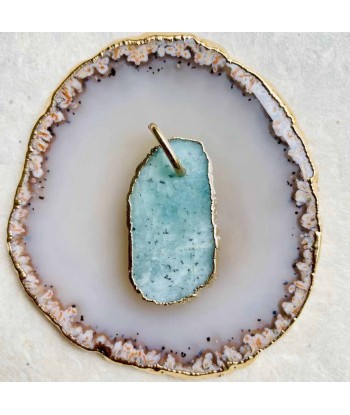 SLICE Pendentif Amazonite brute, Argent 925 plaqué or N°2 Livraison rapide