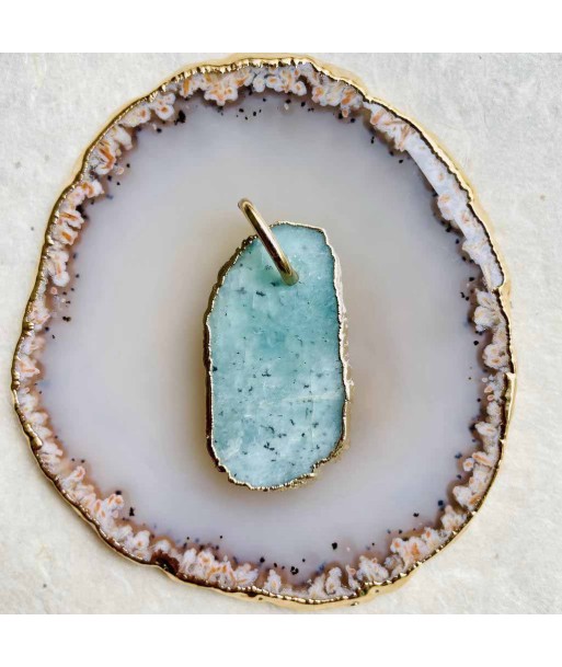 SLICE Pendentif Amazonite brute, Argent 925 plaqué or N°2 Livraison rapide