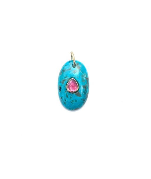 CHARM TURQUOISE sertie Tourmaline N°3 pas cher chine