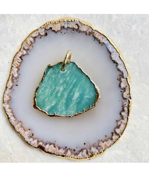 SLICE Pendentif Amazonite brute, Argent 925 plaqué or N°5 JUSQU'A -70%! 