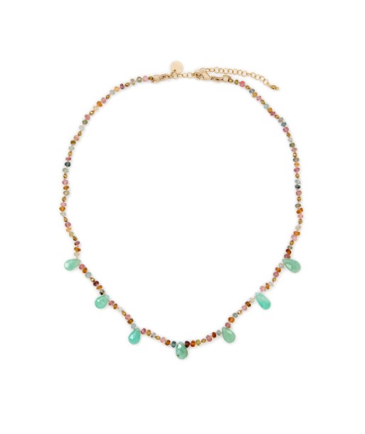 BRIOLETTES Collier Chrysoprases et Tourmalines pas cher 