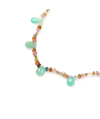 BRIOLETTES Collier Chrysoprases et Tourmalines pas cher 