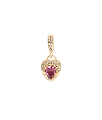 Charm Coeur Tourmaline et diamants - argent plaqué Or Pour