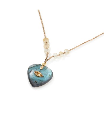 VALENTINE Collier Coeur Labradorite serti Citrine online