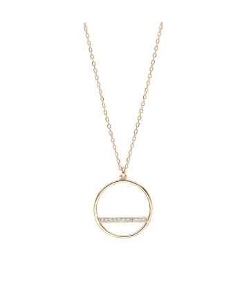 Collier plaqué or pendentif cercle avec barette oxydes blancs sertis Découvrez la collection