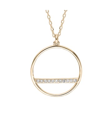 Collier plaqué or pendentif cercle avec barette oxydes blancs sertis Découvrez la collection