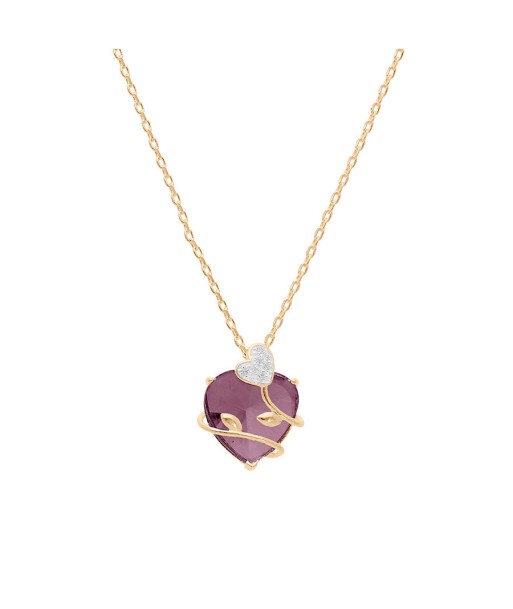 Collier plaqué or pendentif coeur oxyde violet avec volute Le MVP de beaucoup