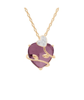 Collier plaqué or pendentif coeur oxyde violet avec volute Le MVP de beaucoup