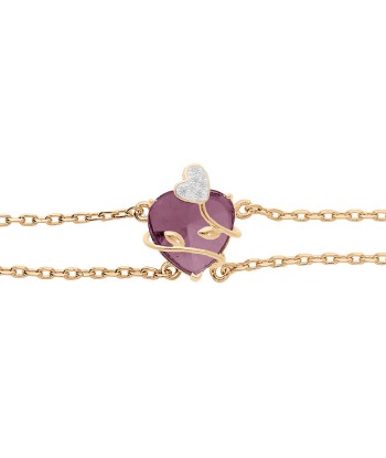 Bracelet plaqué or coeur oxyde violet avec volute acheter en ligne