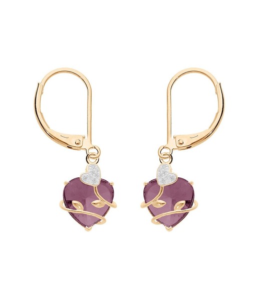 Boucles d'oreilles plaqué or coeur oxyde violet avec volute Comment ça marche