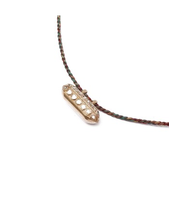 PRO - ETERNITY Collier Argent plaqué Or Diamants - cordon turquoise/rouge les muscles