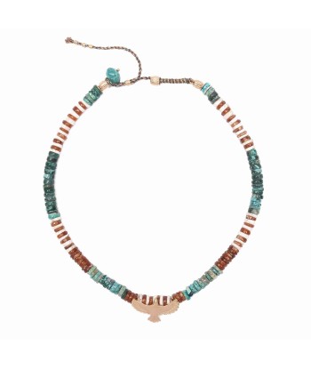 PRO - GARUDA Collier Aigle Chrysocolle Hessonite Argent plaqué Or brillant des détails fins