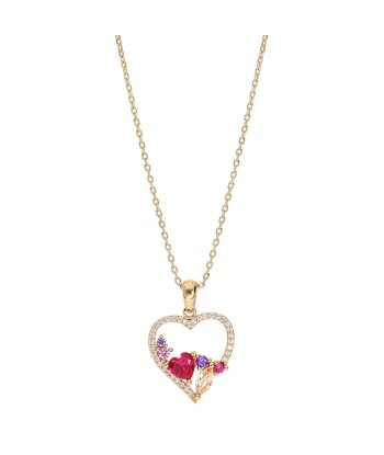 Collier plaqué or pendentif coeur empierré pas chere