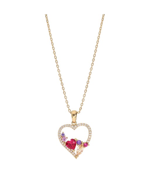 Collier plaqué or pendentif coeur empierré pas chere