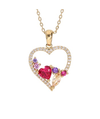 Collier plaqué or pendentif coeur empierré pas chere