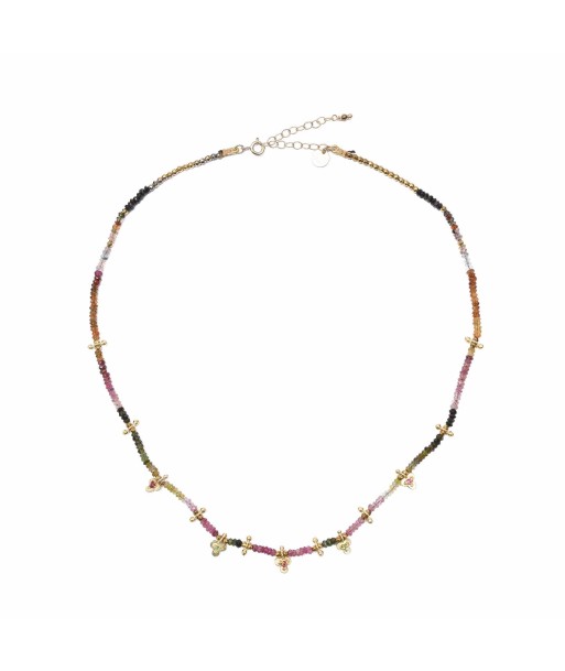 PRO - LUCKY Collier Tourmalines multicolores Argent 925 plaqué Or Fin de série