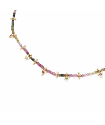 PRO - LUCKY Collier Tourmalines multicolores Argent 925 plaqué Or Fin de série