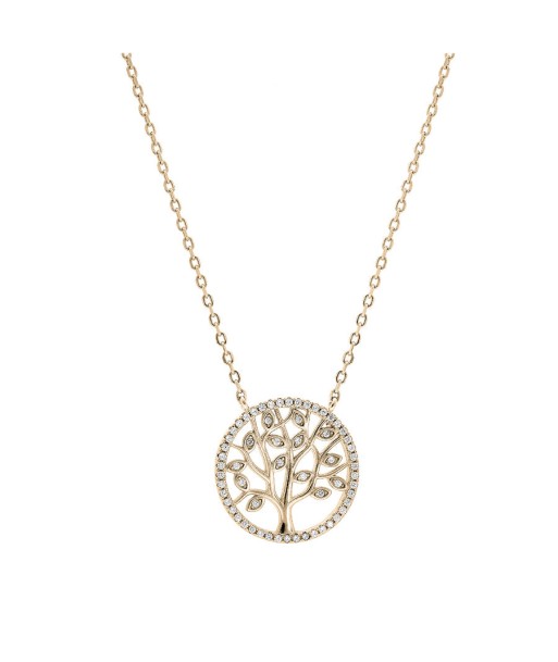 Collier plaqué or arbre de vie oxydes blancs sertis En savoir plus