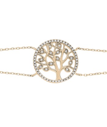 Bracelet plaqué or arbre de vie oxydes blancs sertis 2024