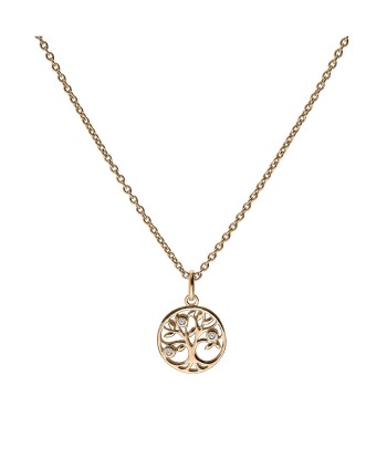 Collier plaqué or arbre de vie oxydes blancs sertis en ligne