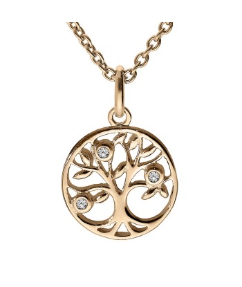 Collier plaqué or arbre de vie oxydes blancs sertis en ligne