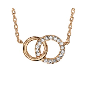 Collier plaqué or 2 cercles entrelaces oxydes blancs sertis Par le système avancé 