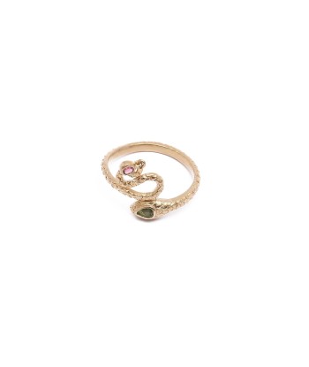 PRO - ANGITIA Bague Serpent Pampille Tourmalines, Argent plaqué Or la livraison gratuite