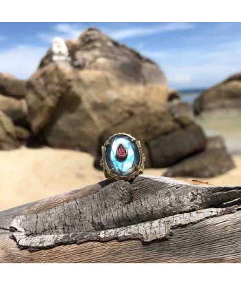 PRO - CHEEMA Bague Chevalière Labradorite Grenat prix pour 