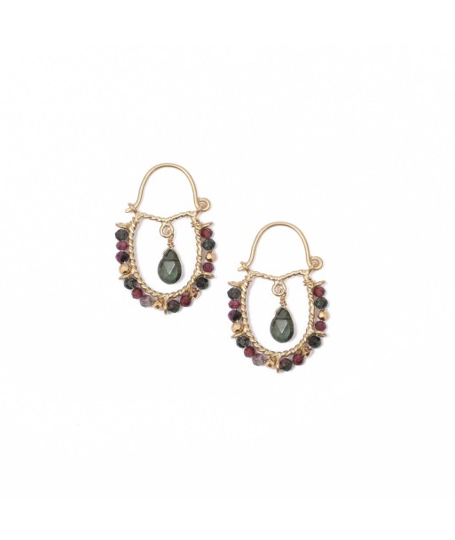 PRO - BINDI Boucles d'oreilles Tourmaline verte Argent plaqué or JUSQU'A -70%! 