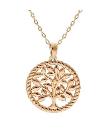 Collier plaqué or arbre de vie 17mm contour perlé france