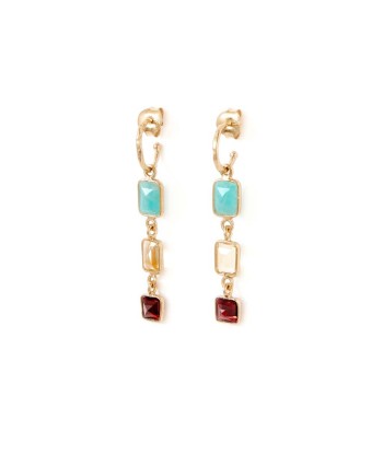 PRO - STROMBOLI Boucles d'oreilles Citrine, Amazonite, Grenat - Argent 925 plaqué Or le des métaux précieux