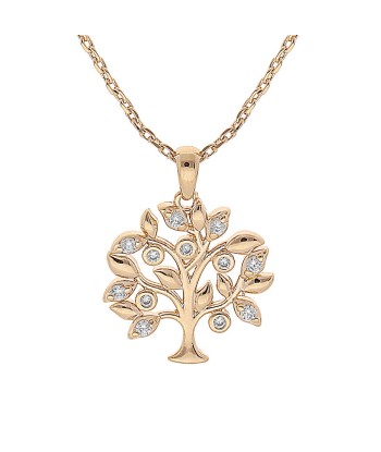 Collier plaqué or arbre de vie 15mm oxydes blancs sertis pas chere