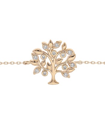 Bracelet plaqué or arbre de vie 15mm oxydes blancs sertis sur le site 