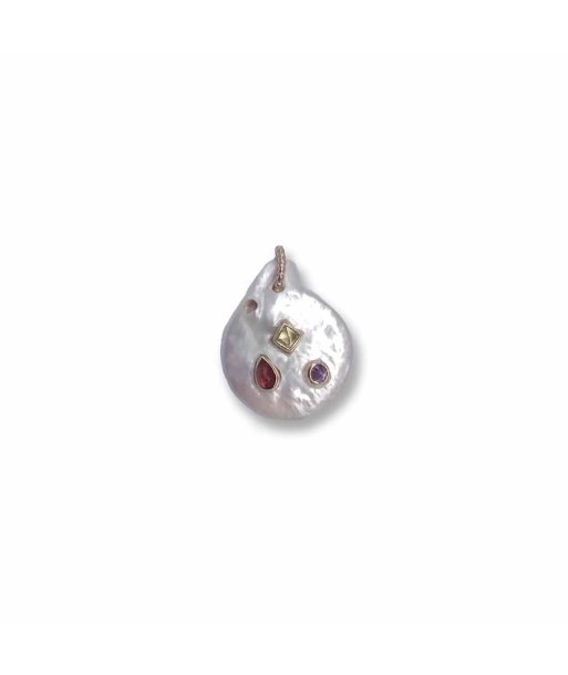 PRO - NAIADE Charm Perle baroque 3 pierres - Argent 925 plaqué or ou a consommer sur place