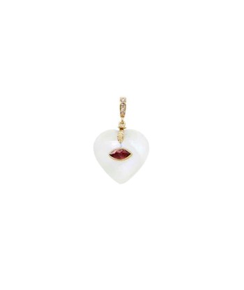 PRO - VALENTINE Charm Coeur Moonstone serti Grenat, bélière diamants de votre